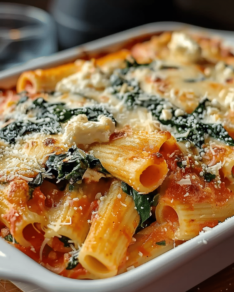 Baked Rigatoni with Spinach and Ricotta