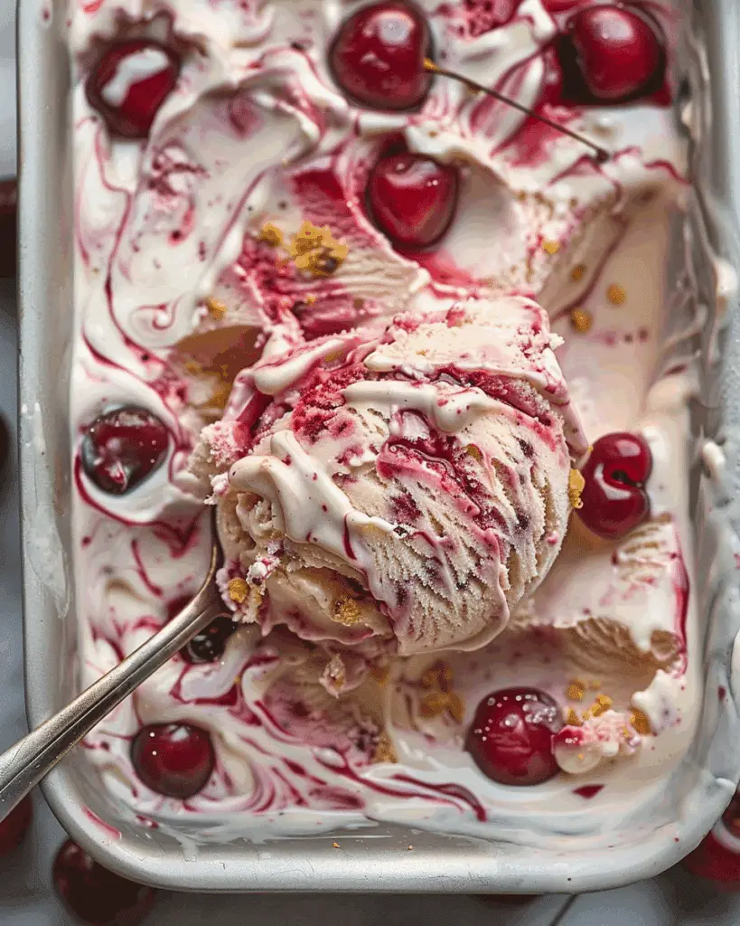 Easy No Churn Cherry Cheesecake Ice Cream