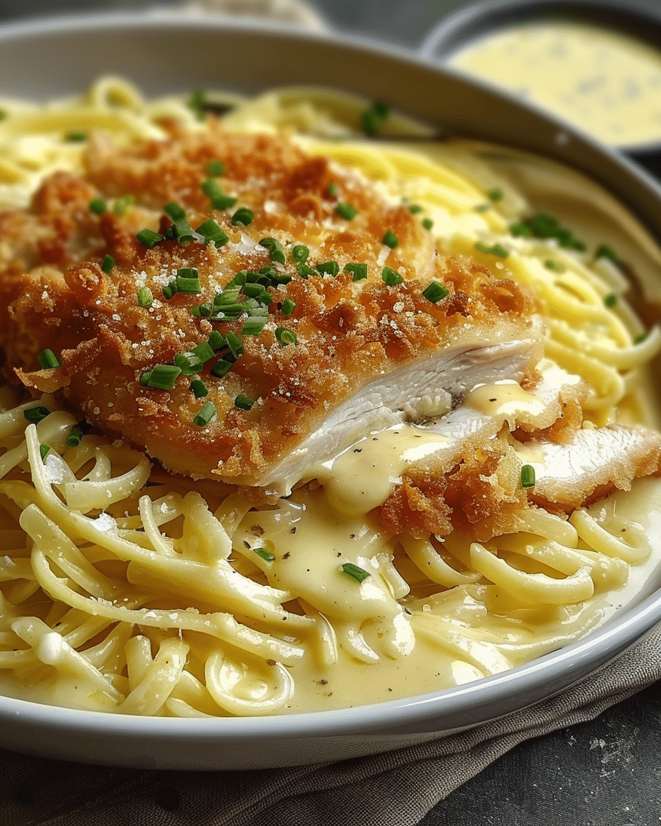 Knuspriges Hähnchen mit cremiger Pasta in 20 Minuten gemacht!