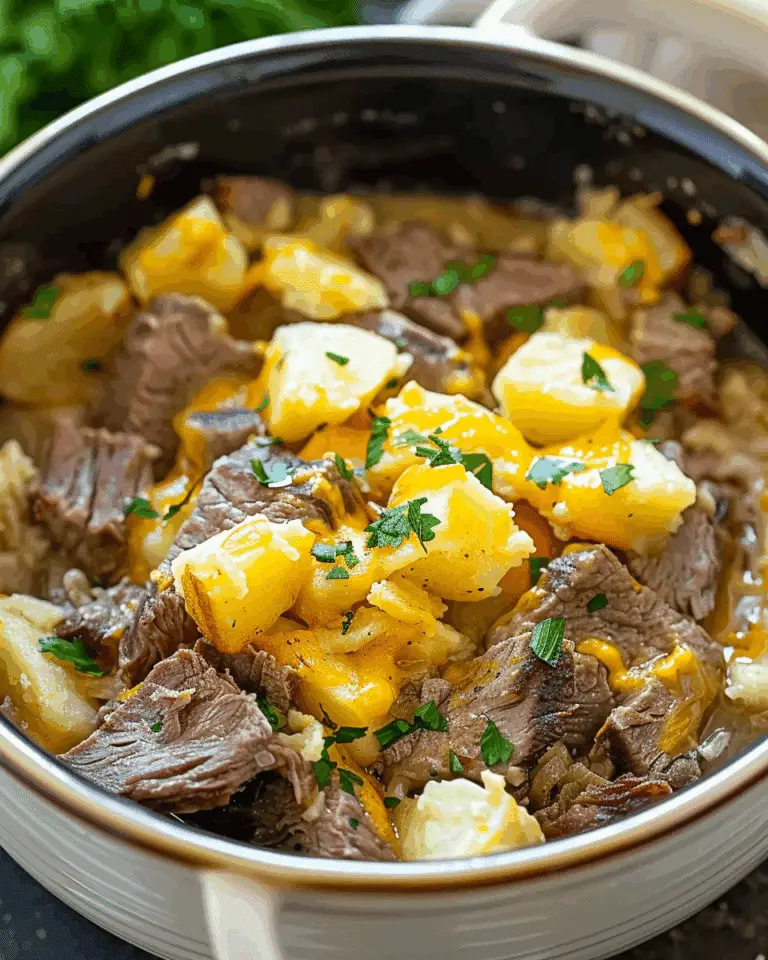 Slow Cooker Steak and Cheddar Potato Casserole