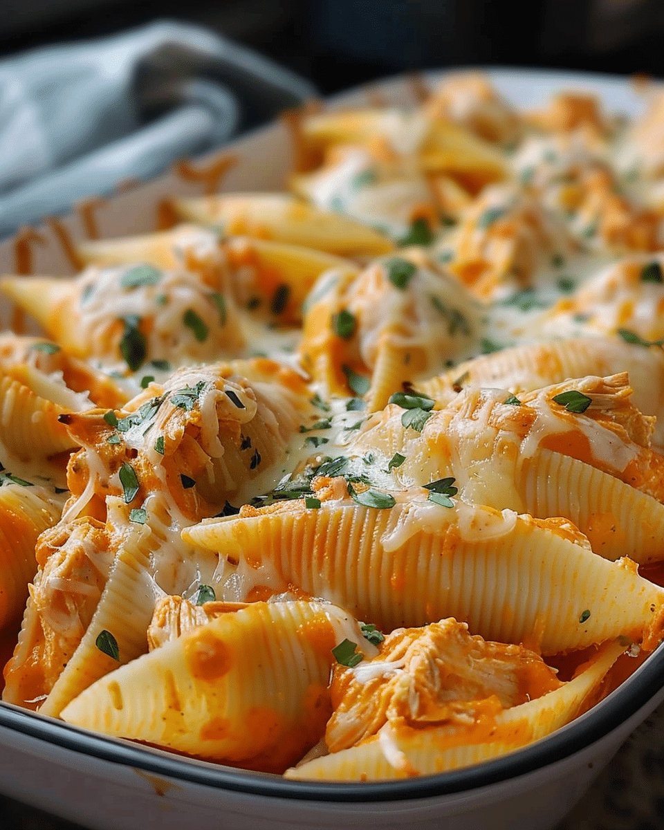 Creamy Buffalo Chicken Stuffed Shells