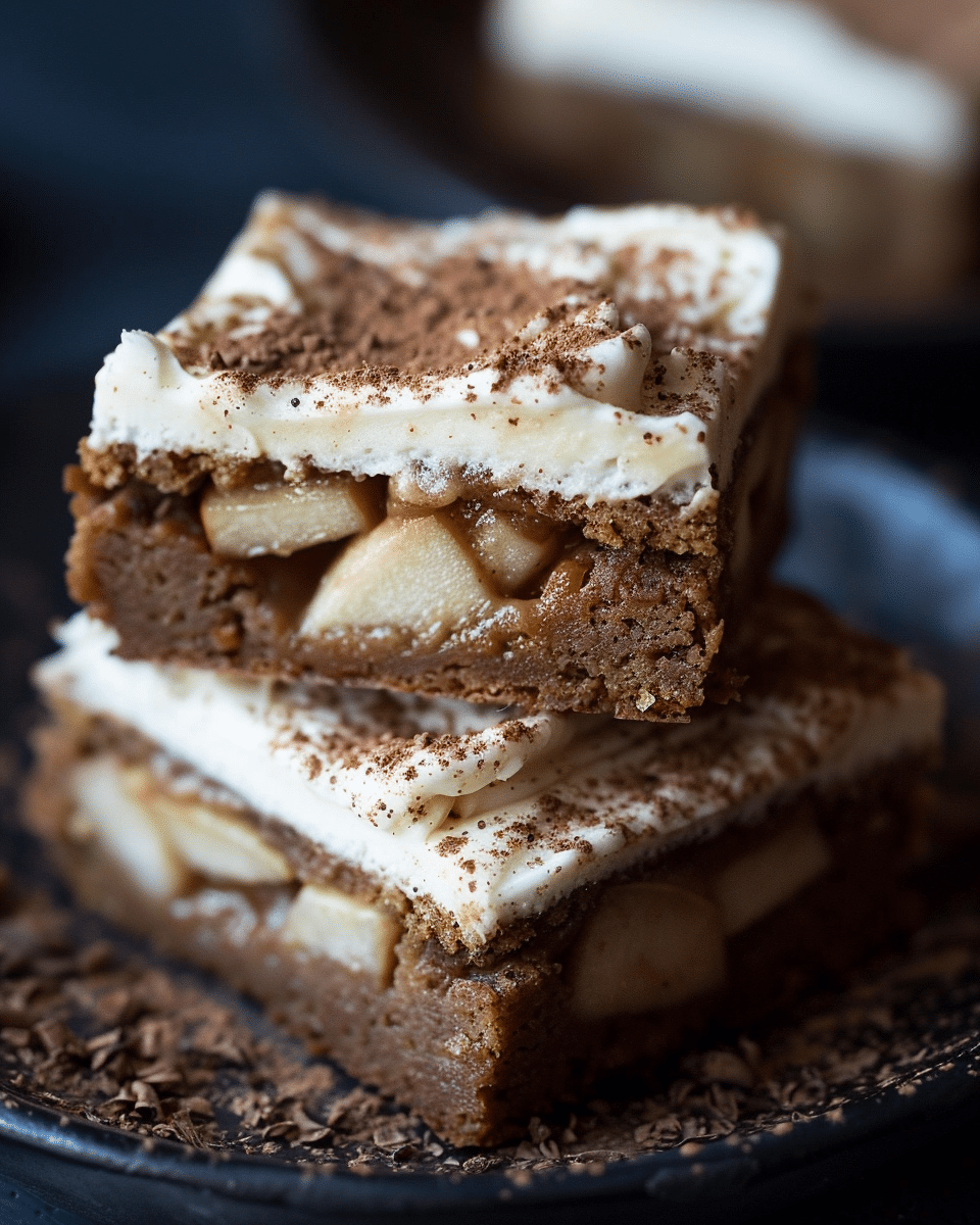 Cinnamon Blondies with Caramelized Apples and Cream Cheese Frosting