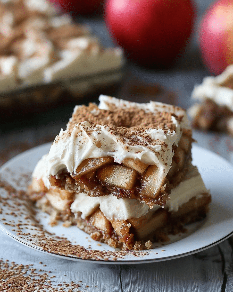 Cinnamon Blondies with Caramelized Apples and Cream Cheese Frosting