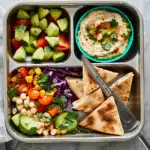 Healthy Cucumber Salad, Hummus & Pita Bento Box Lunch