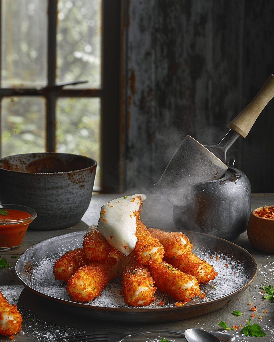 Crispy Nashville Hot Mozzarella Sticks