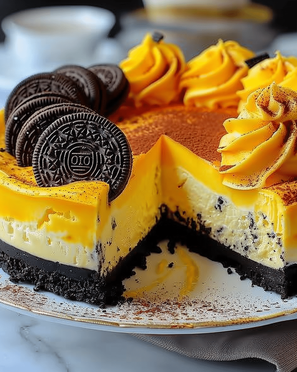Yellow Velvet Oreo Cheesecake