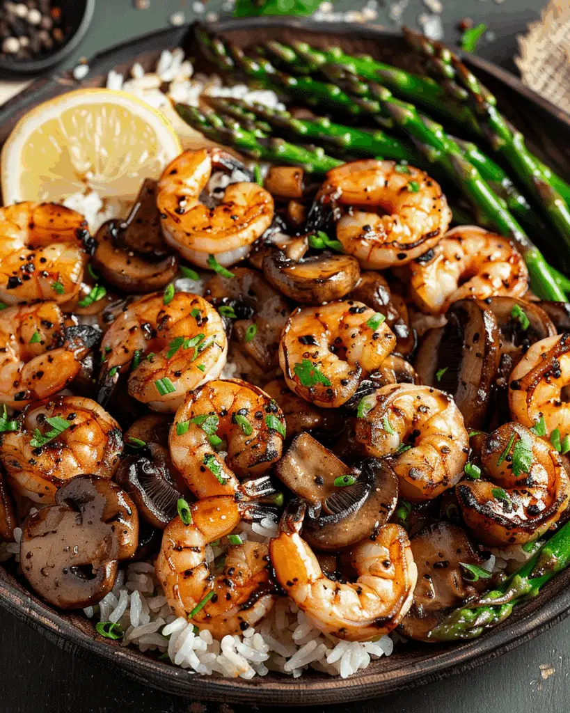 Stir-fried Shrimp Asparagus Mushrooms