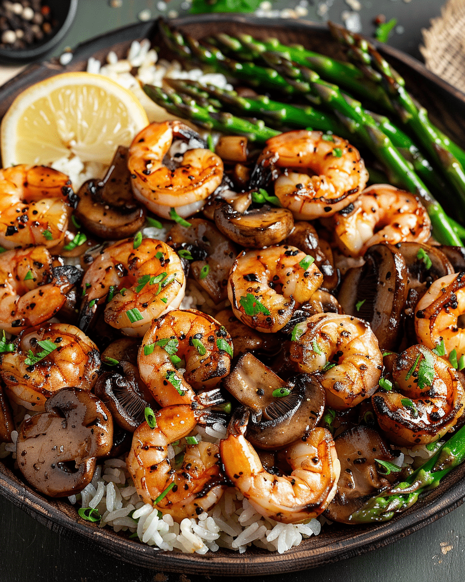 Stir-fried Shrimp Asparagus Mushrooms