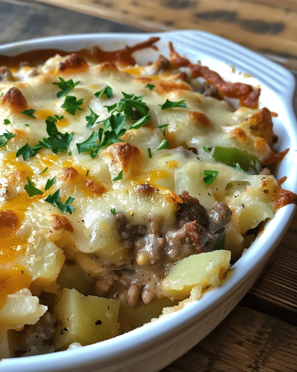 Crockpot Cheesesteak Potato Casserole: Creamy, Cheesy & Hearty