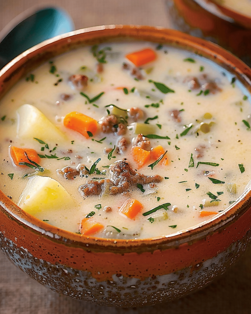Cheeseburger Soup with Creamy Potatoes