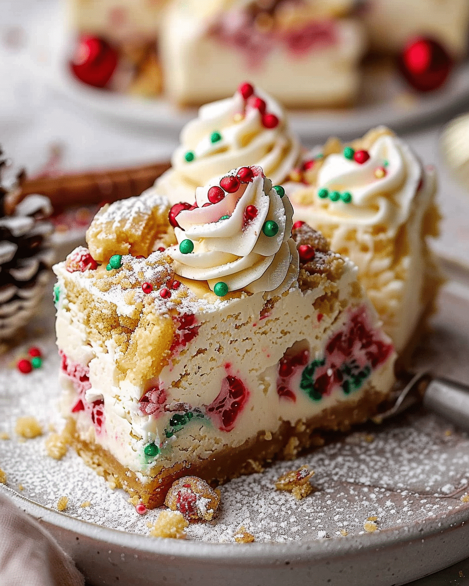 Christmas Sugar Cookie Cheesecake Bars (No-Bake)