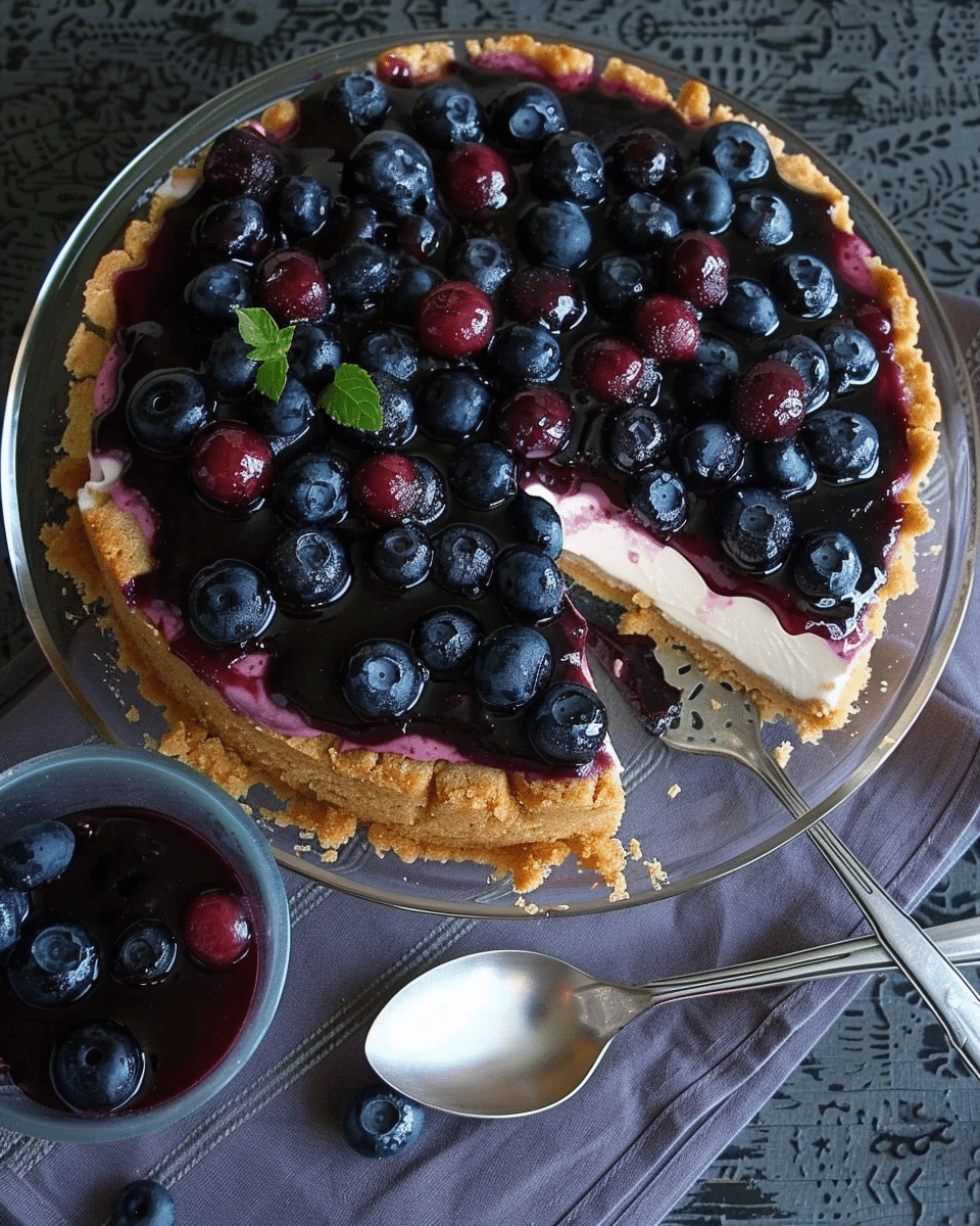 Fresh Blueberry Cheesecake with Homemade Crust