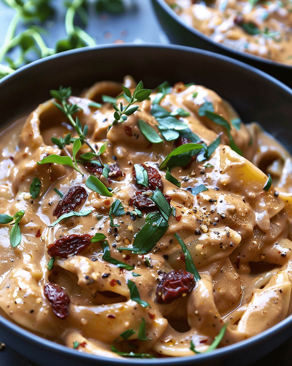 Vegan Creamy Sun-Dried Tomato Fettuccine