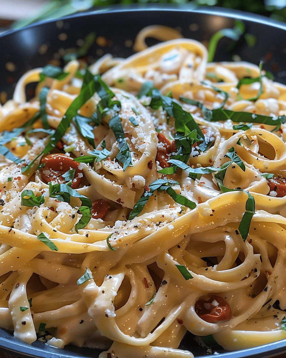 Vegan Creamy Sun-Dried Tomato Fettuccine
