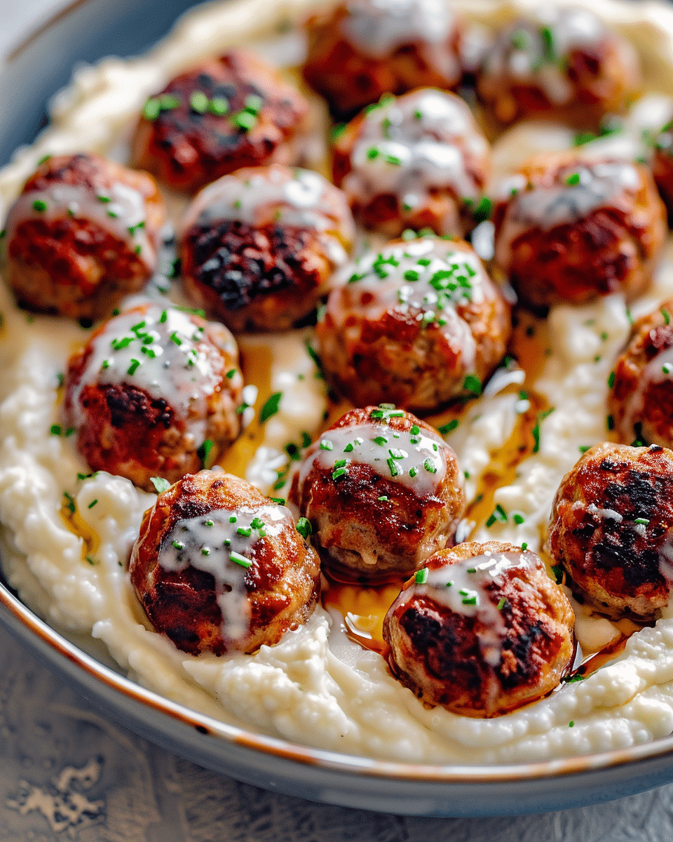 Healthy Swedish Meatballs with Cauliflower Mash