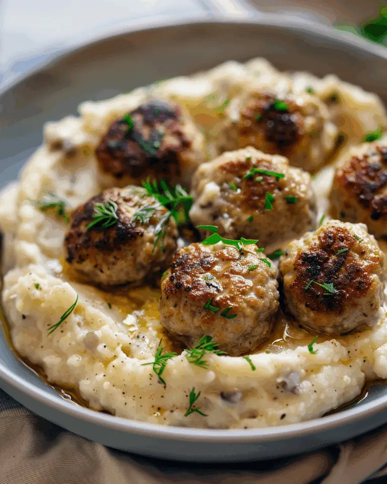 Healthy Swedish Meatballs with Cauliflower Mash