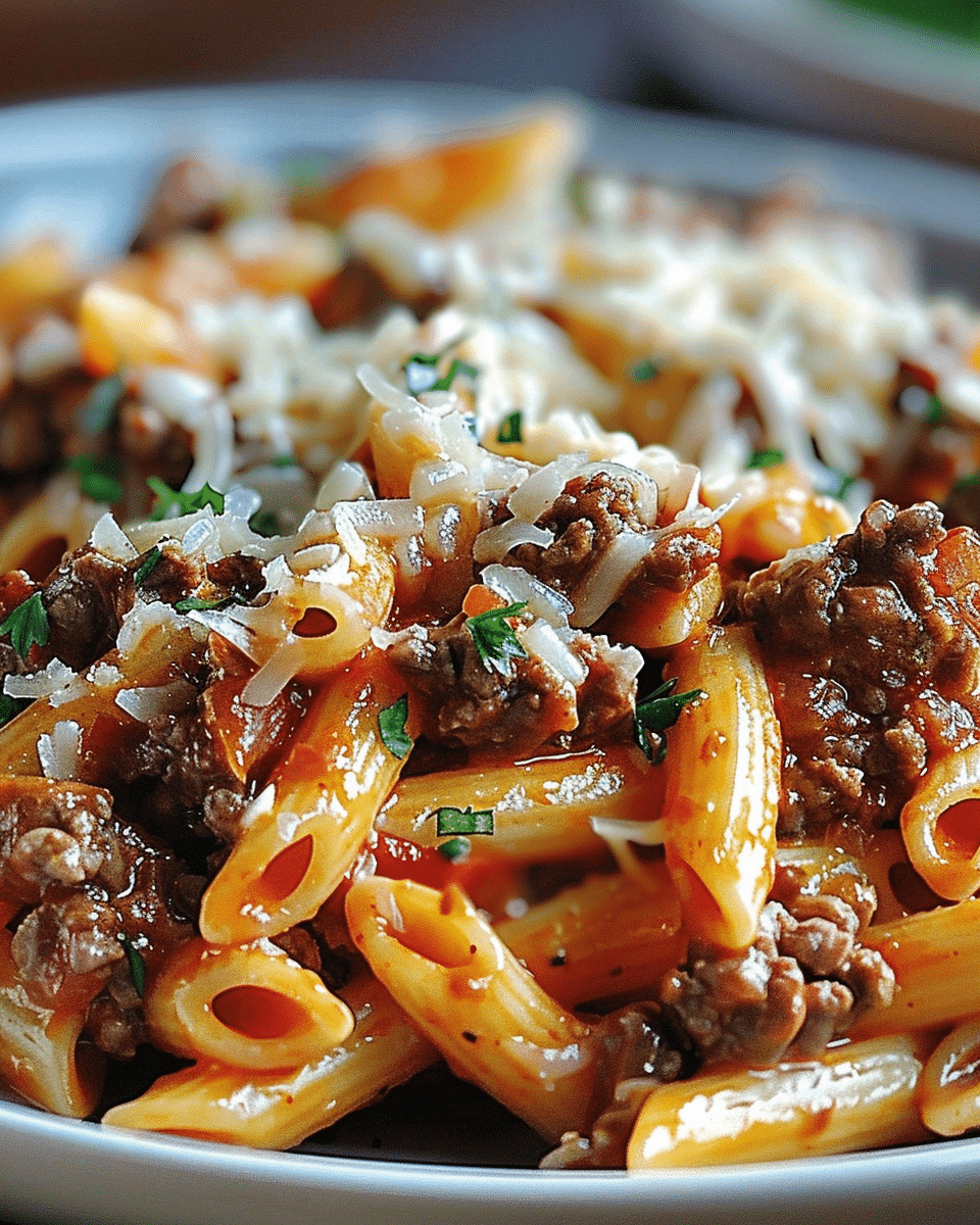 Cheesy Penne Garlic Butter Beef
