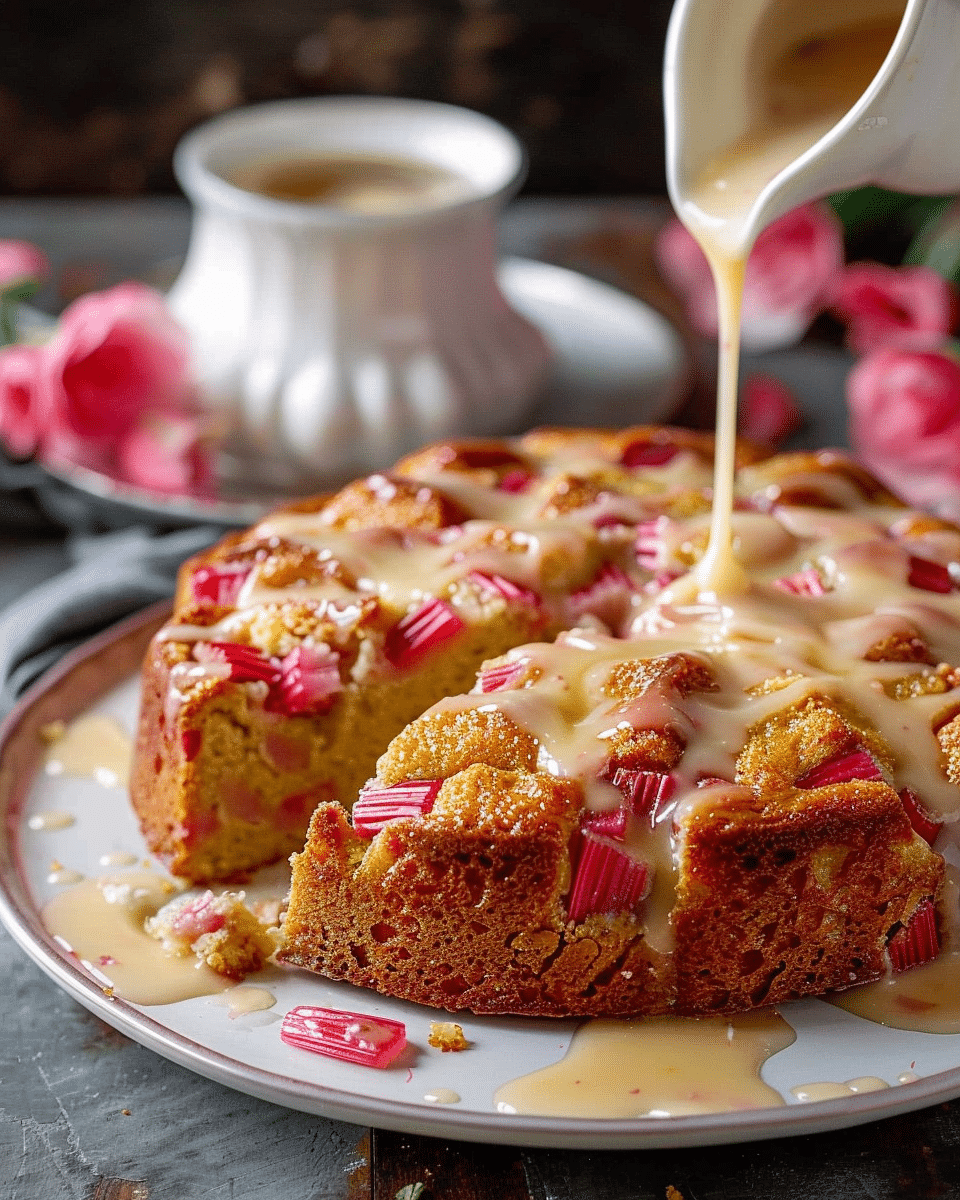 Rhubarb Cake with Butter Sauce – Sweet, Tangy, and Absolutely Cozy