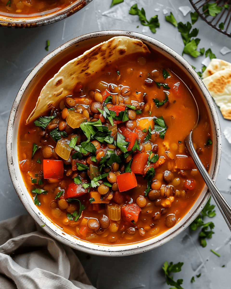 Decadent Lentil Tortilla Soup