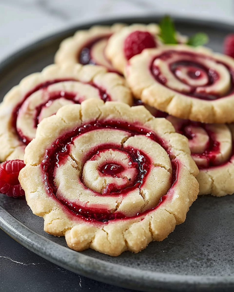 Buttery Raspberry Swirl Shortbread Cookies