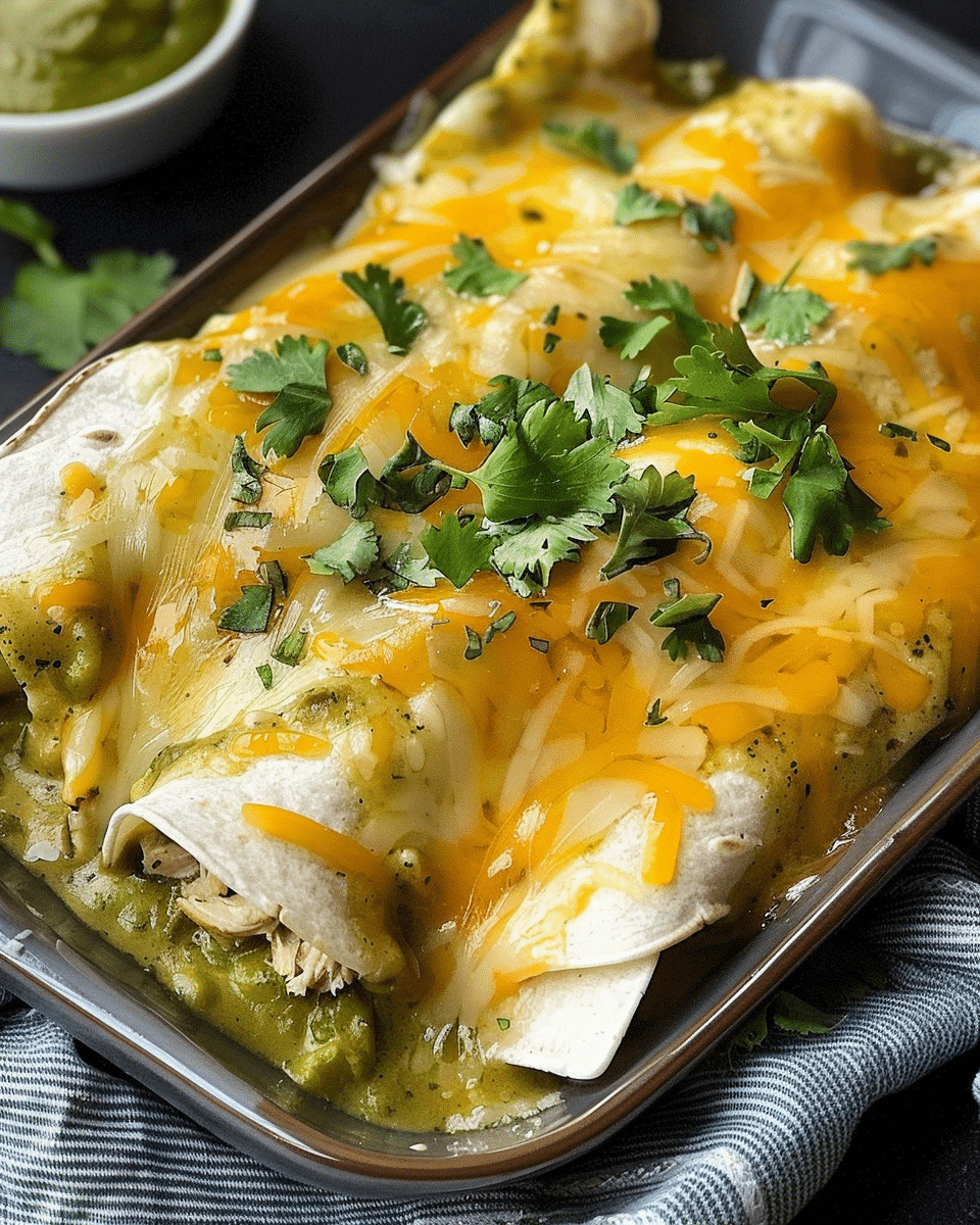 Homemade Hatch Green Chili Chicken Enchiladas