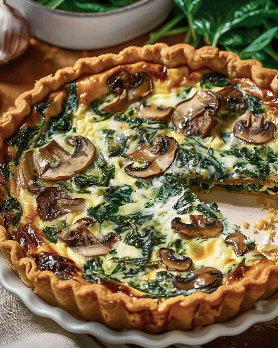 Mouthwatering Spinach and Mushroom Quiche