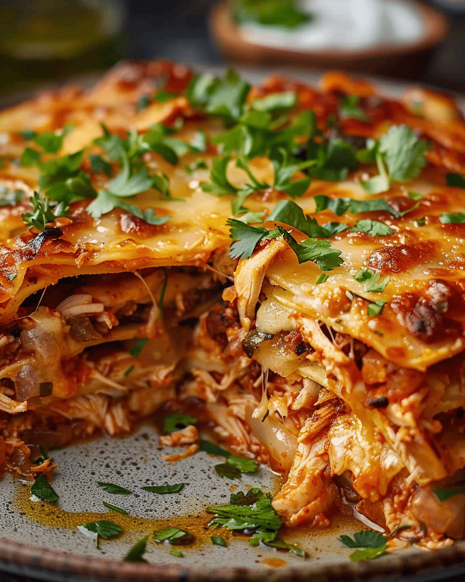Red Chile Chicken Layered Tortilla Feast