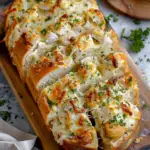 Crispy Chicken Alfredo Stuffed Garlic Bread Loaf