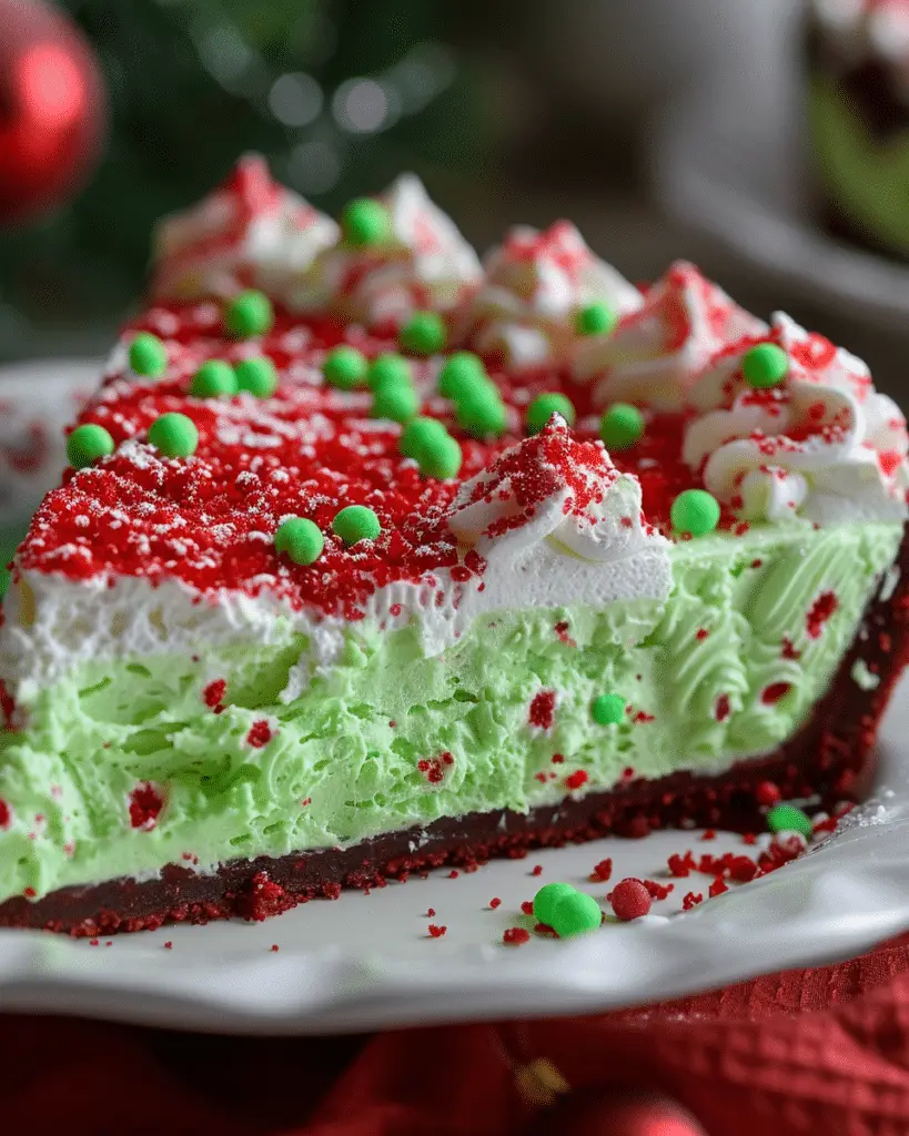 No Bake Grinch Pie – Festive Red and Green Christmas Dessert