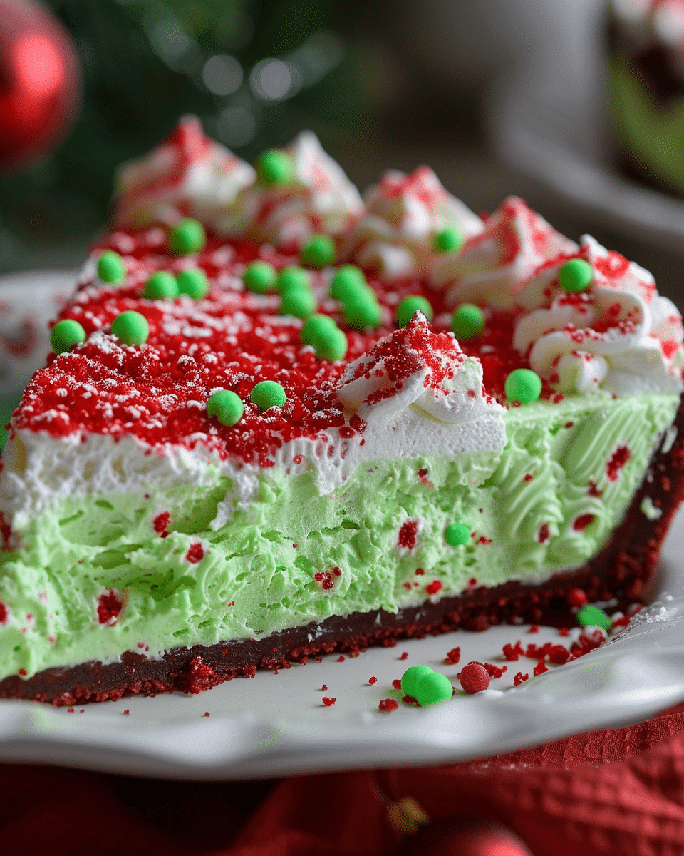 No Bake Grinch Pie – Festive Red and Green Christmas Dessert