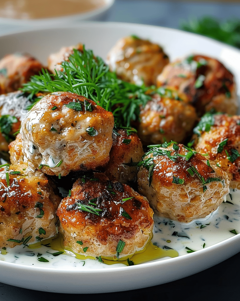 Honey Mustard Turkey Meatballs with Yogurt Dip