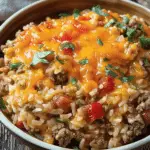 Cheesy Queso Ground Beef Rice