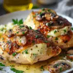 Cheesy Garlic Butter Mushroom Stuffed Chicken