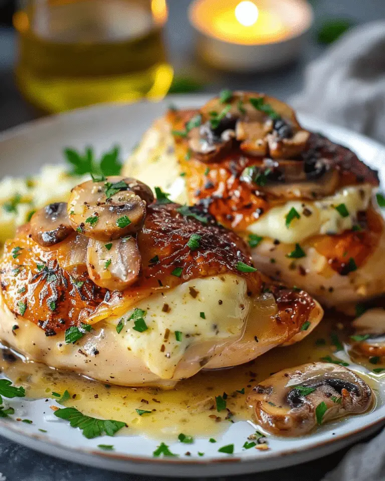 Cheesy Garlic Butter Mushroom Stuffed Chicken