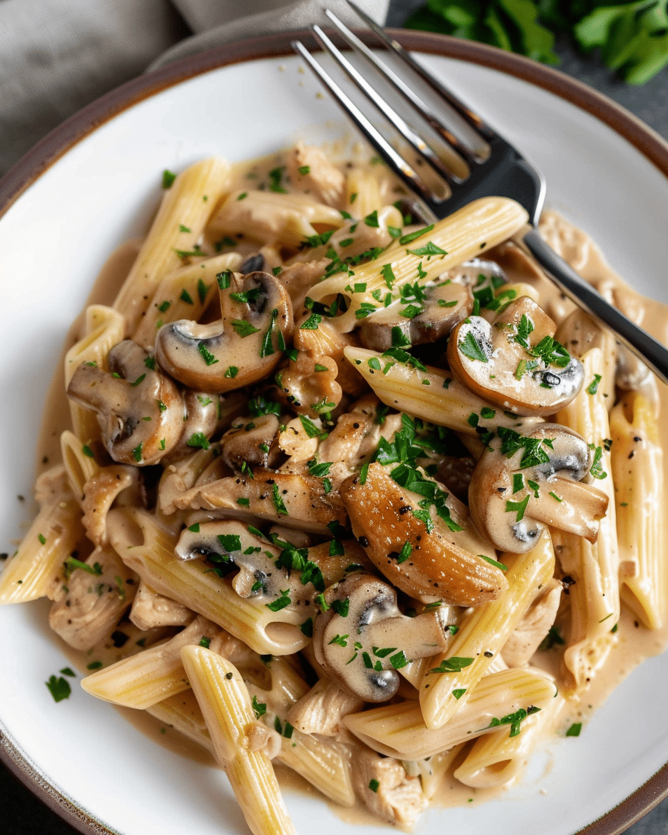 Chicken and Mushroom Pasta in Creamy Sauce