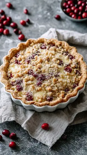 Cranberry Cream Cheese Crumb Pie