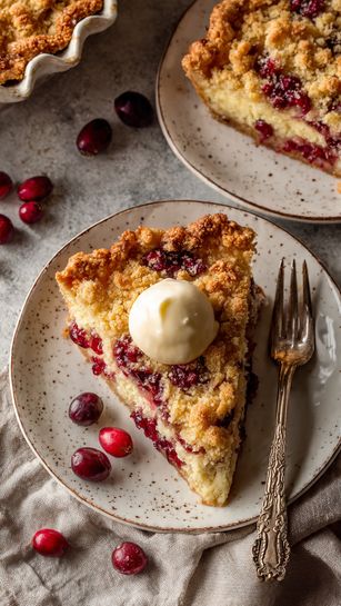 Cranberry Cream Cheese Crumb Pie