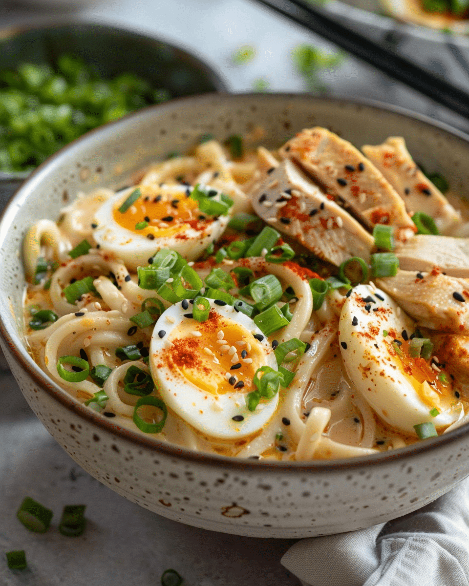 Creamy Chicken Udon Noodle Bowl
