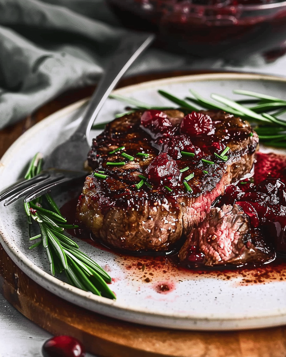 Cranberry Balsamic Ribeye Steak