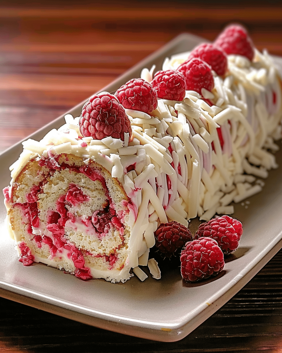 Raspberry White Chocolate Cake Roll