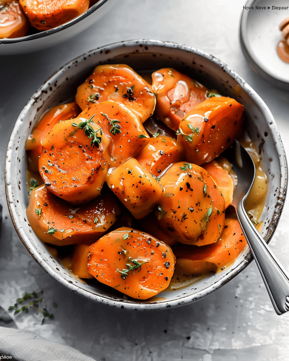 Honey Butter Thyme Crockpot Glazed Carrots