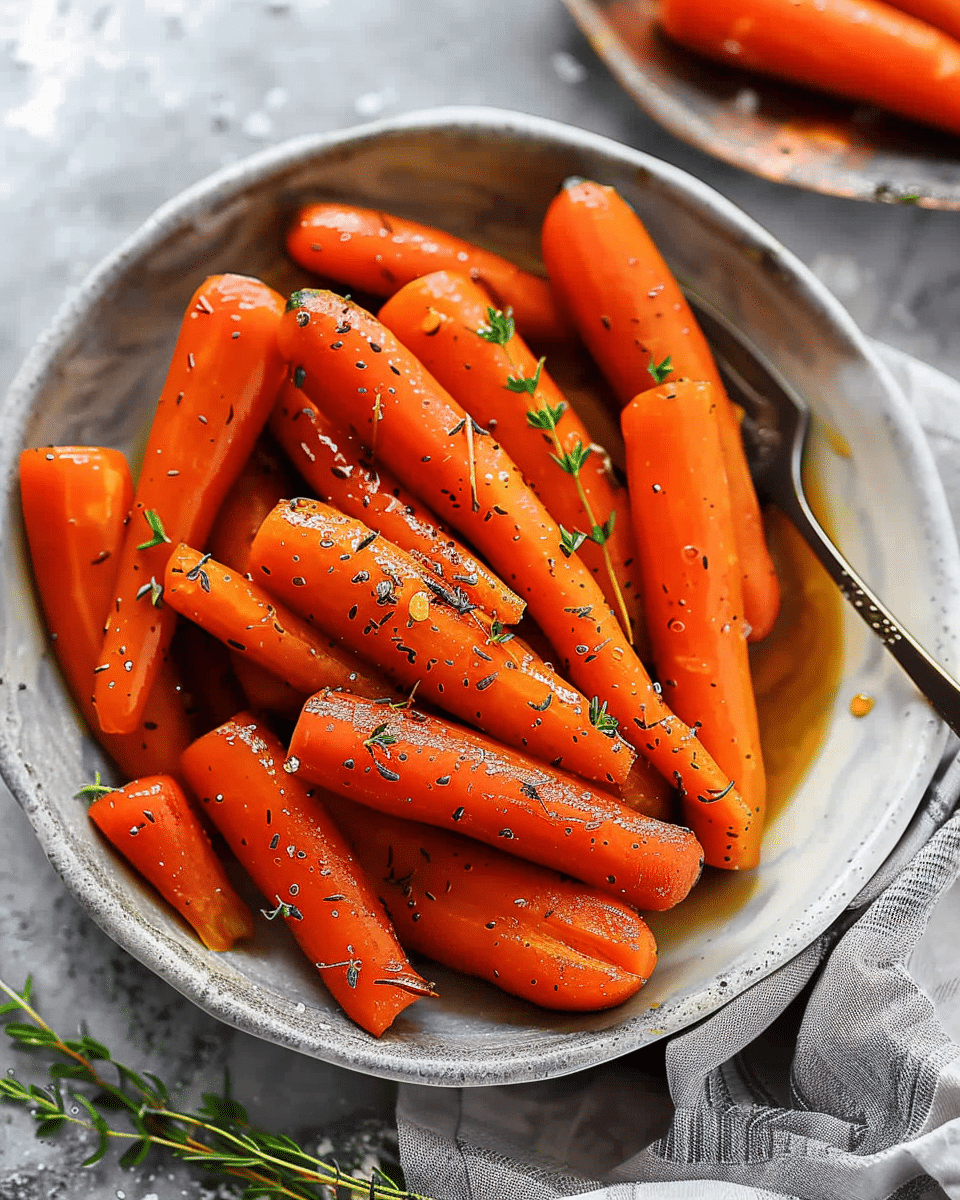 Honey Butter Thyme Crockpot Glazed Carrots