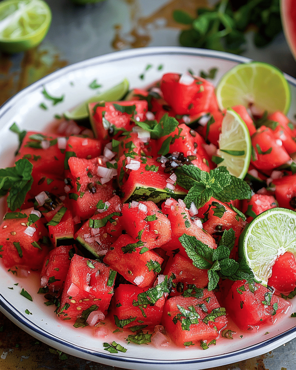 Watermelon Lime Mint Salad