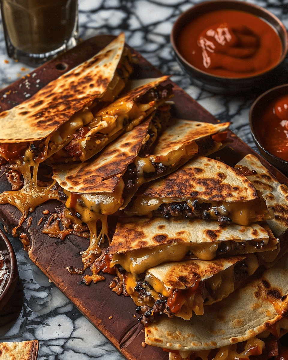 Cheeseburger Quesadillas with Dipping Sauce