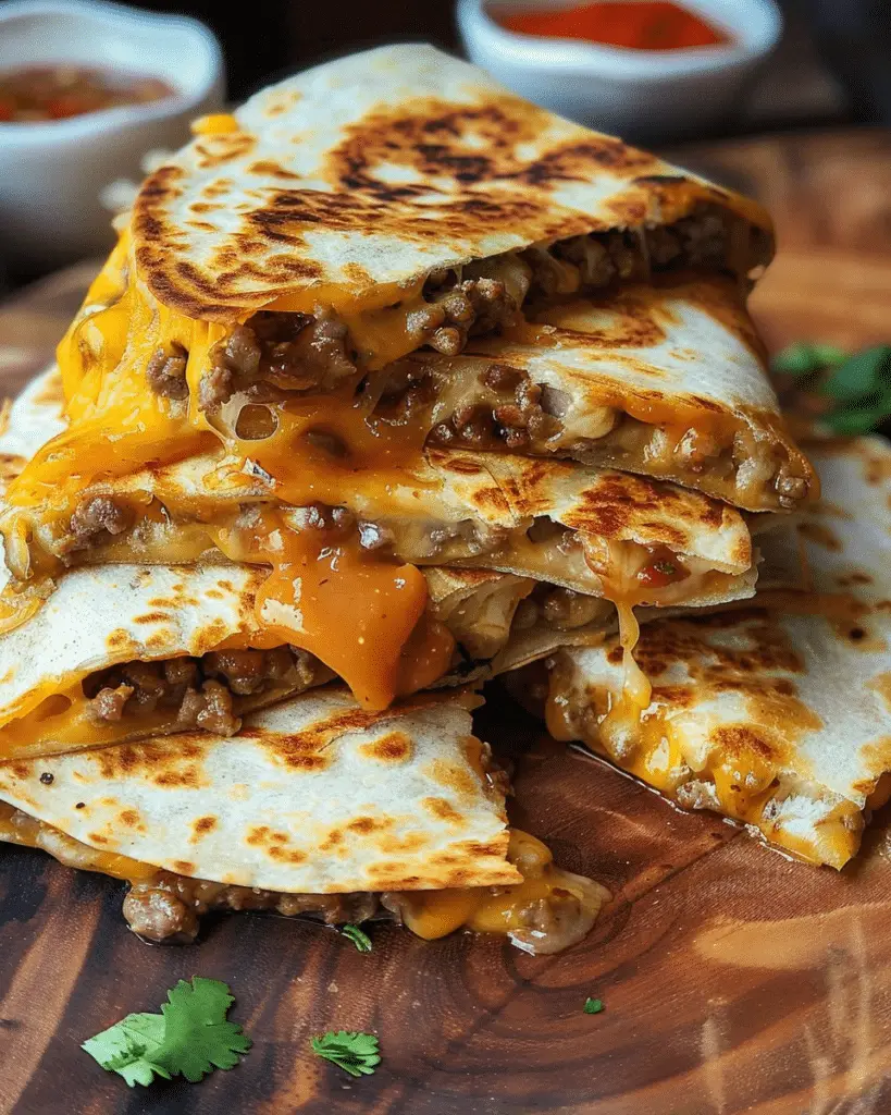 Cheeseburger Quesadillas with Dipping Sauce