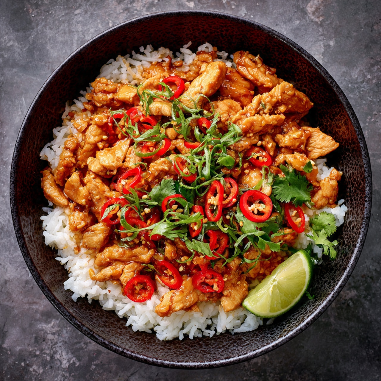 Spicy Chicken Rice Bowls with Chili Garlic Sauce