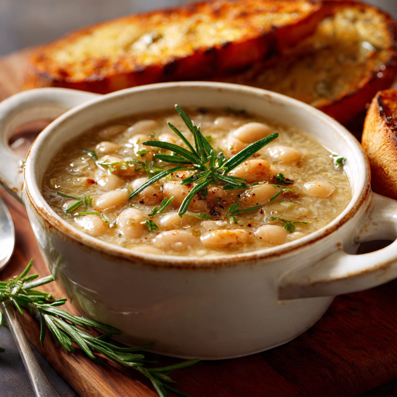 Rosemary and Roasted Garlic White Bean Soup
