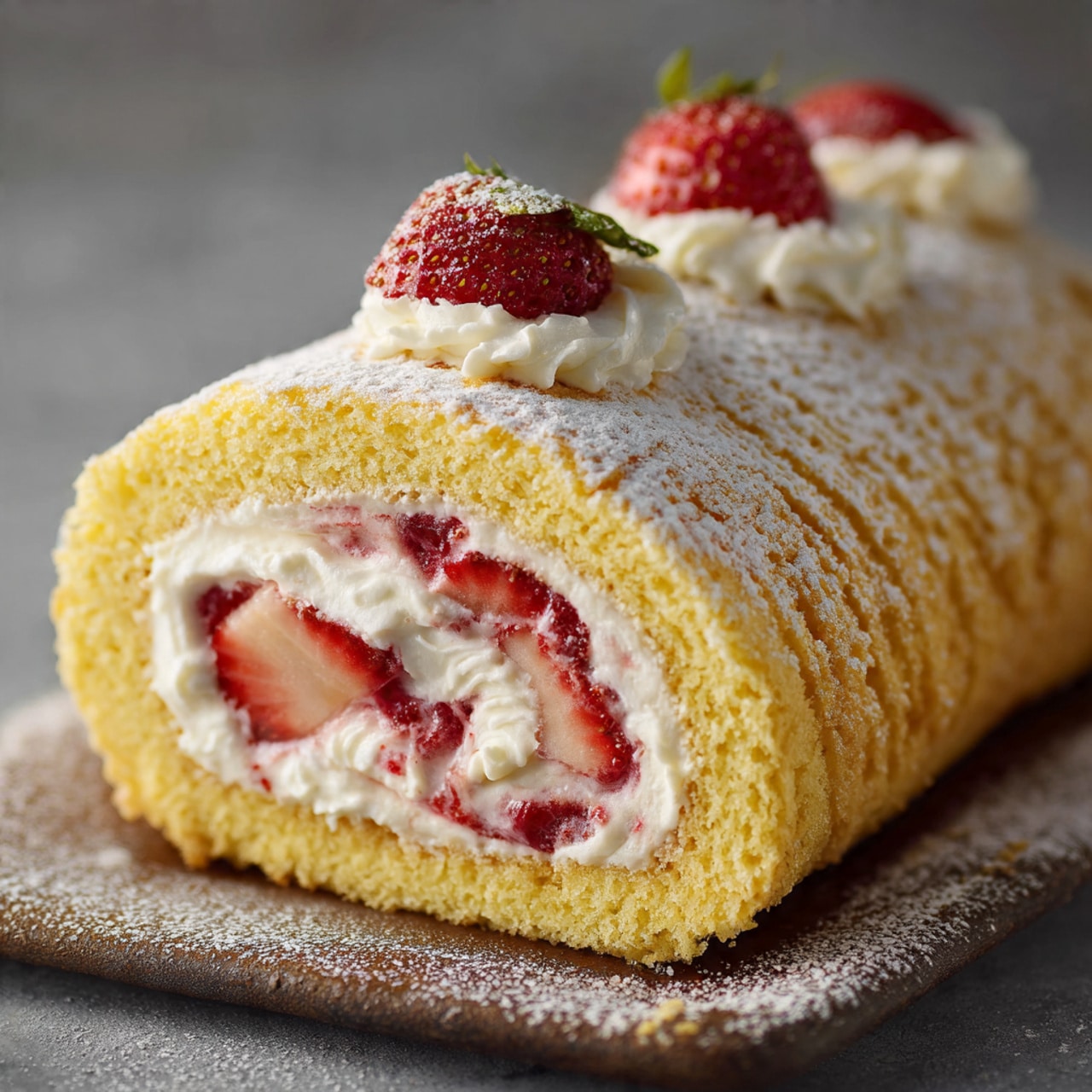 Strawberry Cream Sponge Cake Roll