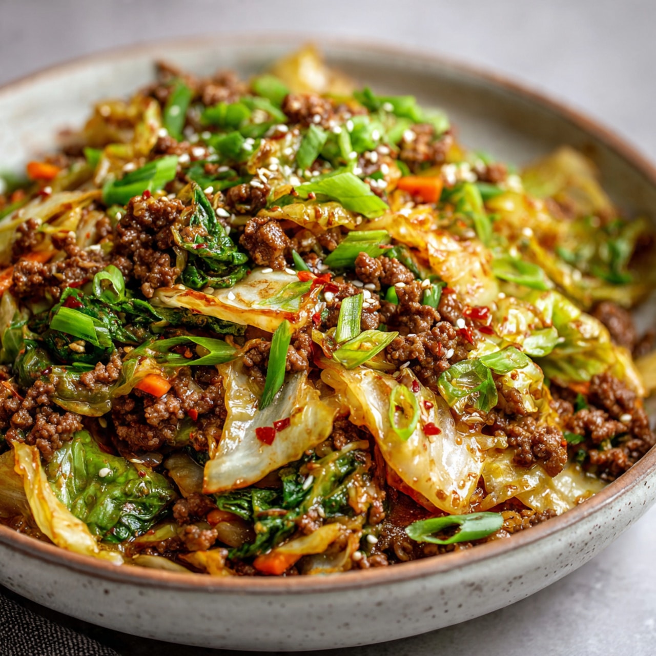 Low Carb Mongolian Ground Beef Cabbage
