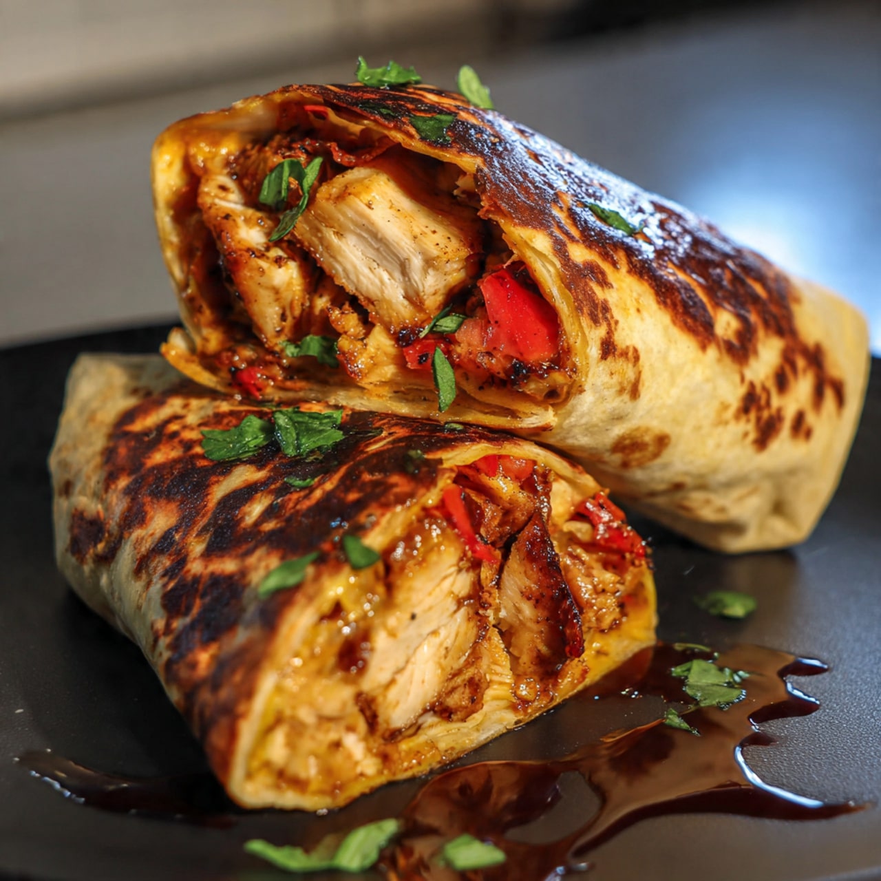 Grilled Chicken Alfredo Cheesy Wraps